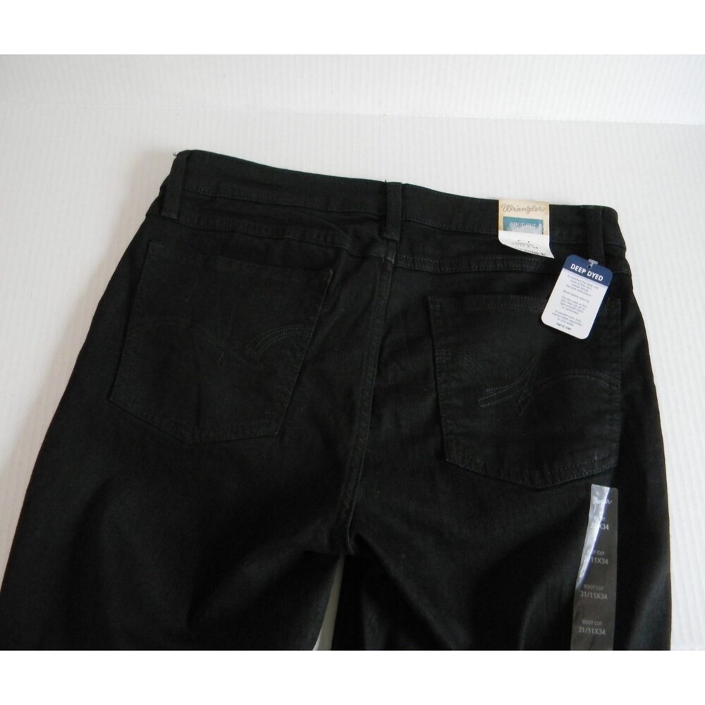 Wrangler Boot Cut Deep Dyed Black Jeans 31 x 34 W Pockets NWT - Picture 5 of 6